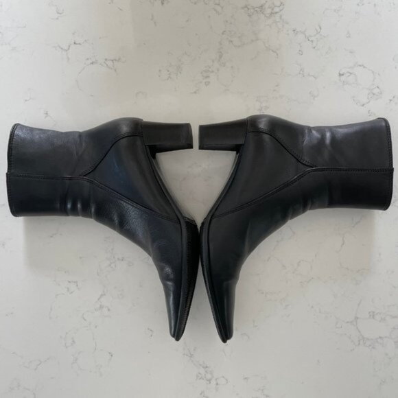 Browns Couture Made in Italy Block Heeled Side Zip Leather Booties Blk Sz 39 12 - Picture 10 of 12